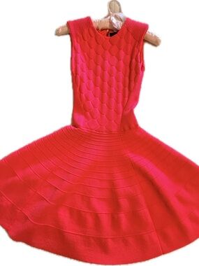 Ted Baker Neon Pink Textured Fit-and-Flare Dress